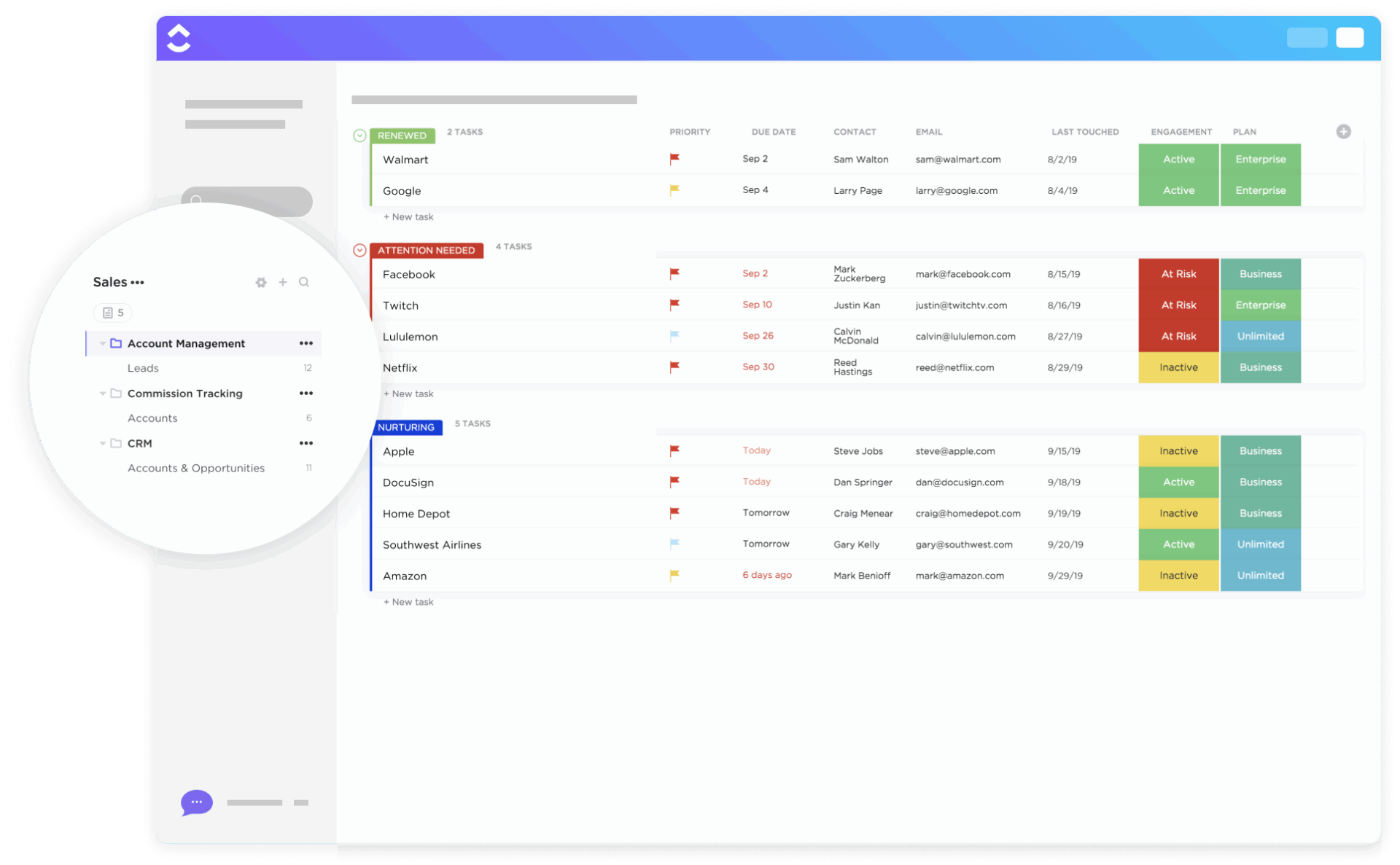 Sjabloon voor accountbeheer door ClickUp