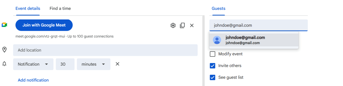Add guests- How to Manage Event
