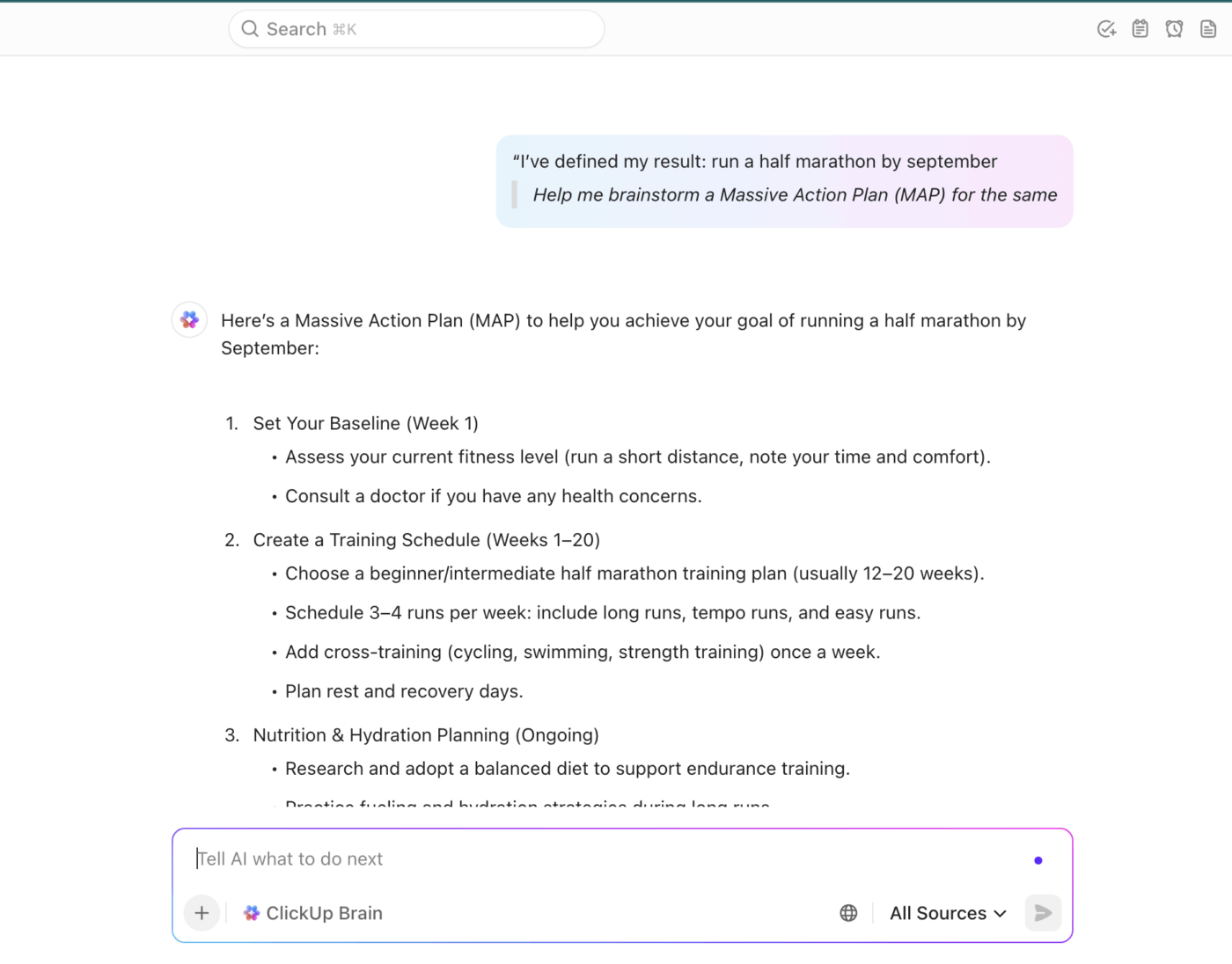 ClickUp Brain : Rapid Planning Method
