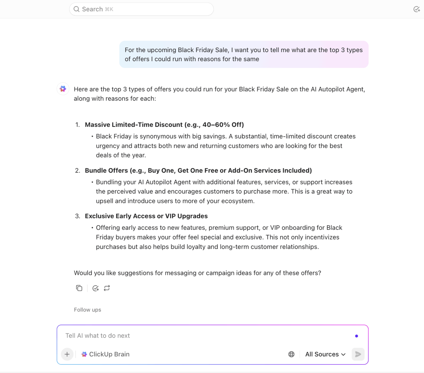 ClickUp Brain : How do content teams use AI 