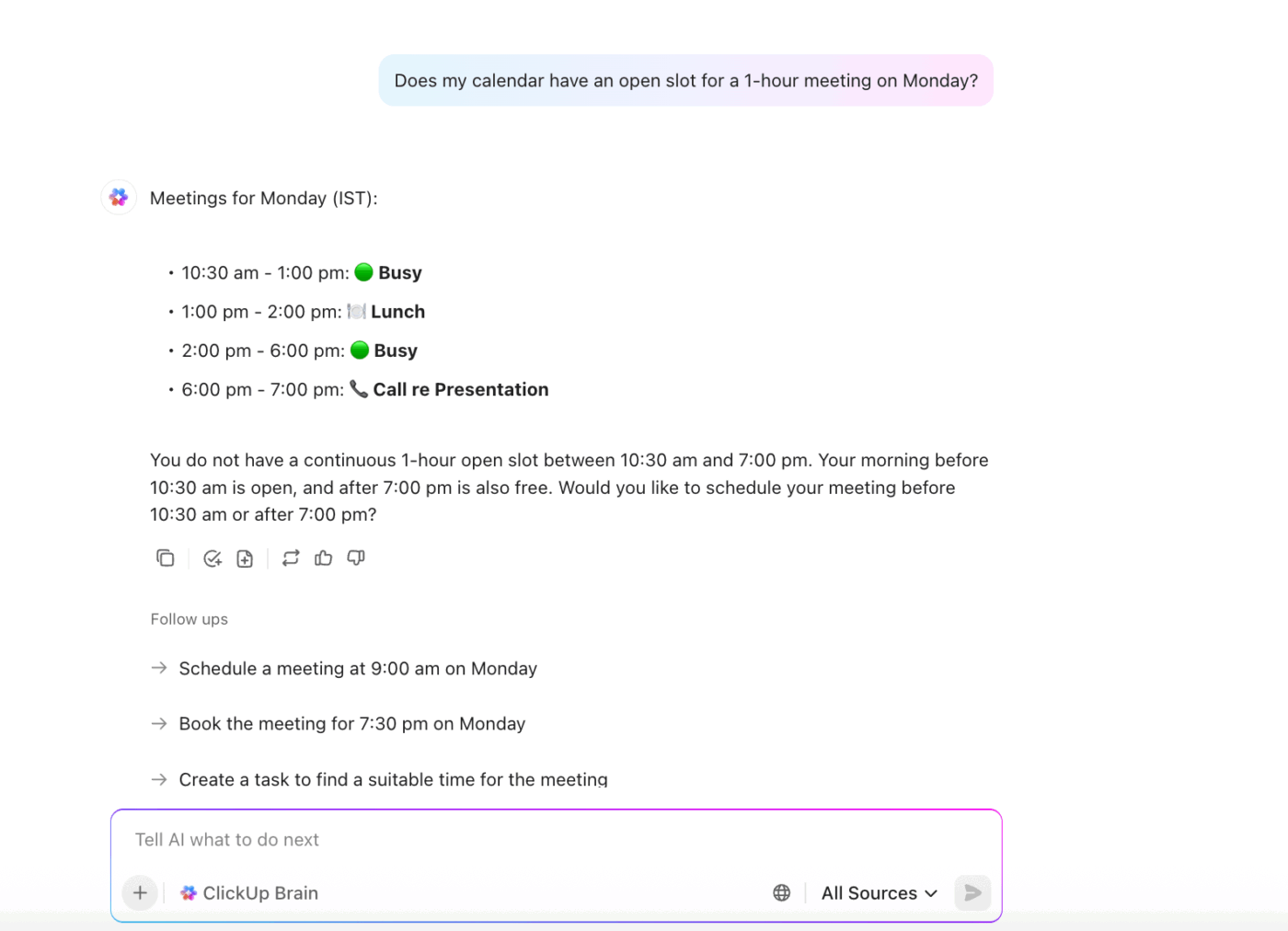 ClickUp Brain- Meetings
