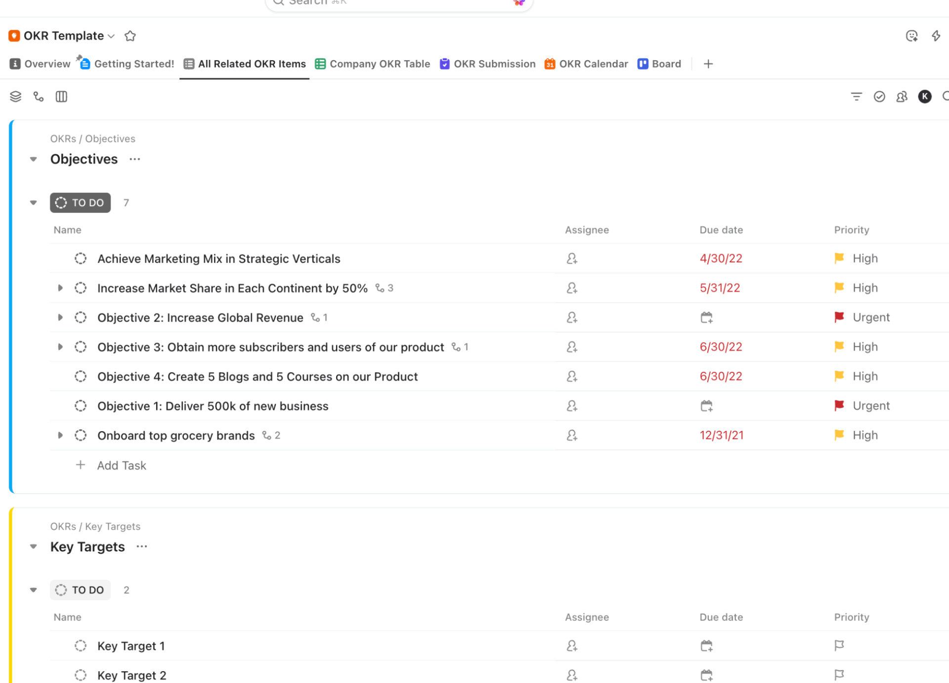 ClickUp Company OKRs and Goals