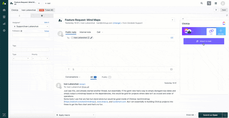CRM 또는 헬프데스크의 고객 데이터를 ClickUp에 동기화하여 완전한 실시간 고객 보기를 완료하세요.