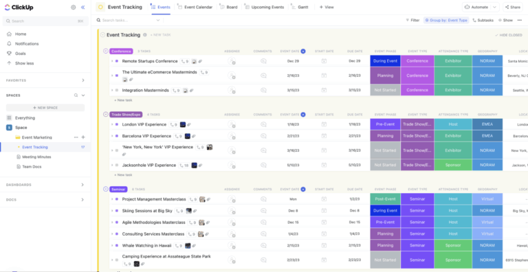 ClickUp’s Event Marketing Template
