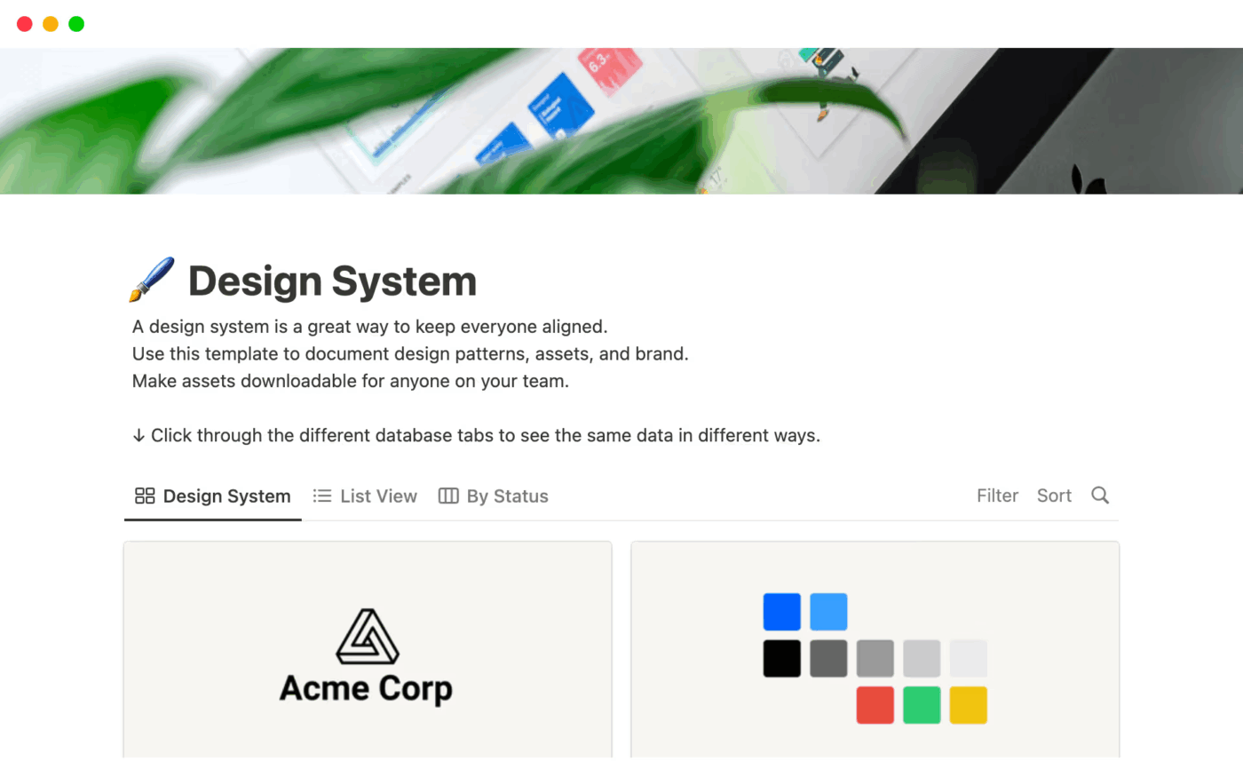 Modelo do sistema de design do Notion: modelo de base de conhecimento do Notion