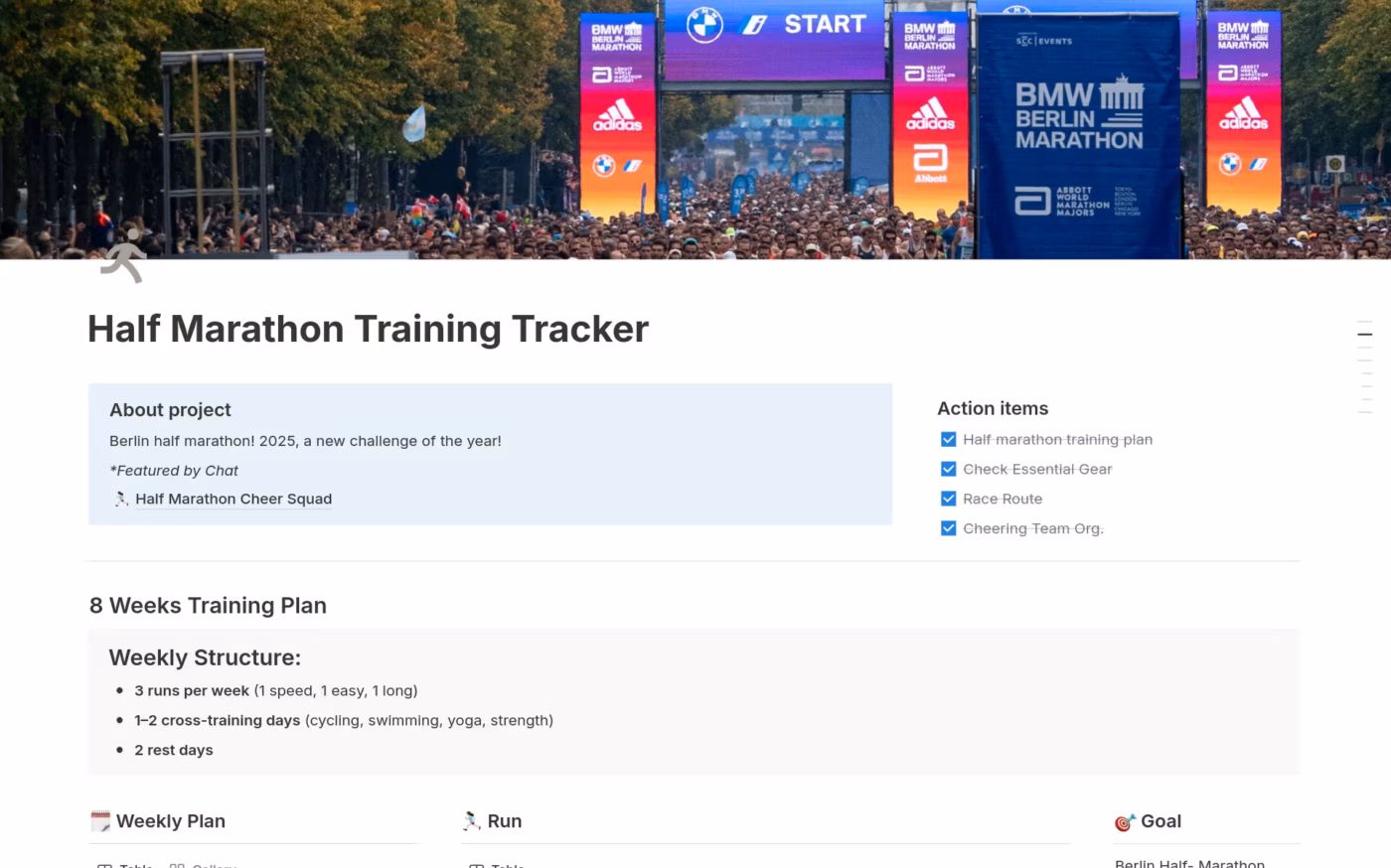 Half Marathon Training Tracker
