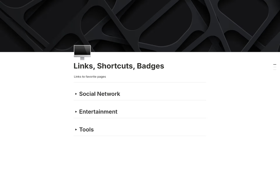 Links, Shortcuts, Badges Template: notion planner templates