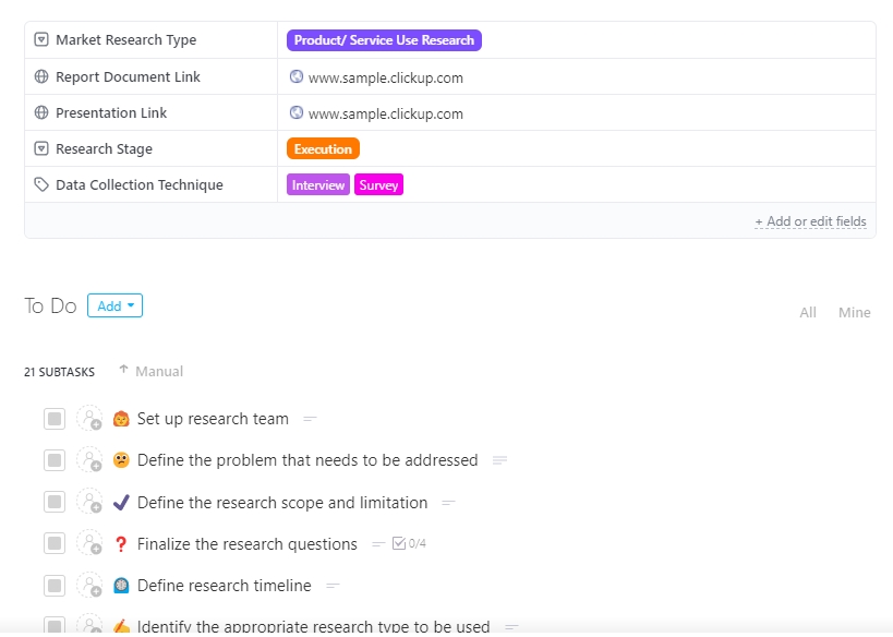 Market Research Template by ClickUp