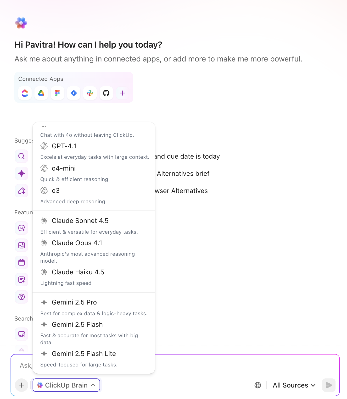 ClickUp Brain LLMs