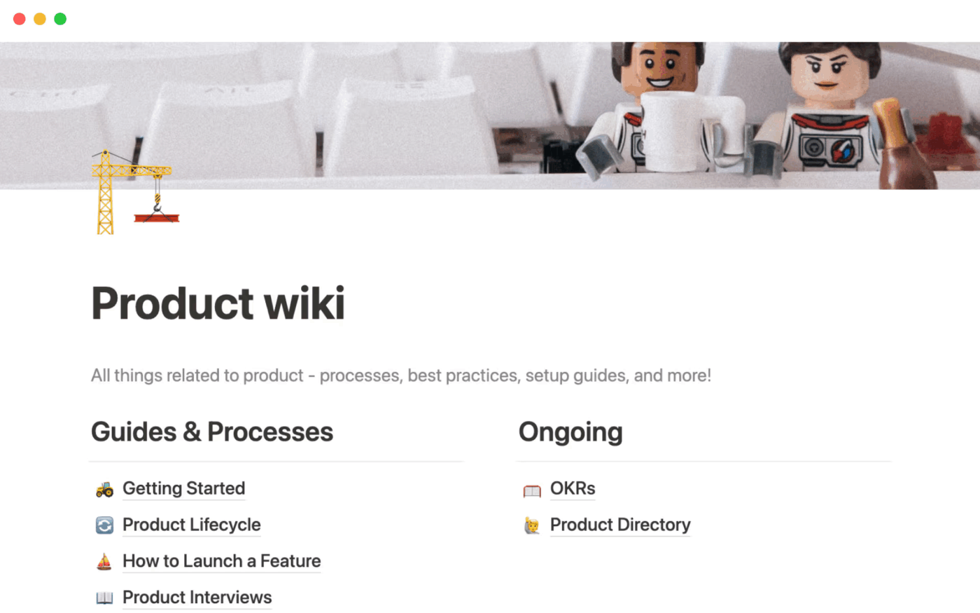 Modelo básico de wiki de produtos do Notion: modelo de base de conhecimento do Notion