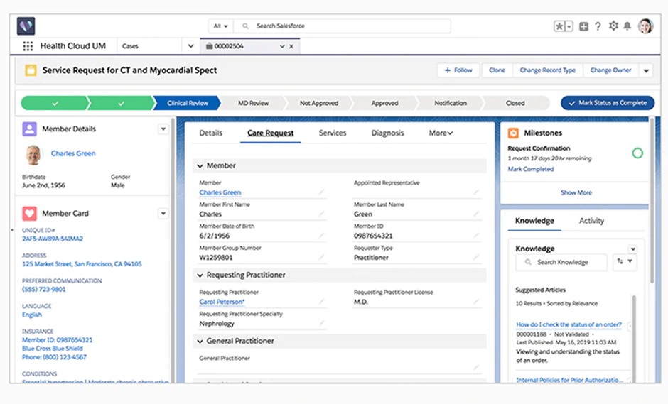 Salesforce Health 클라우드 CRM 자동화