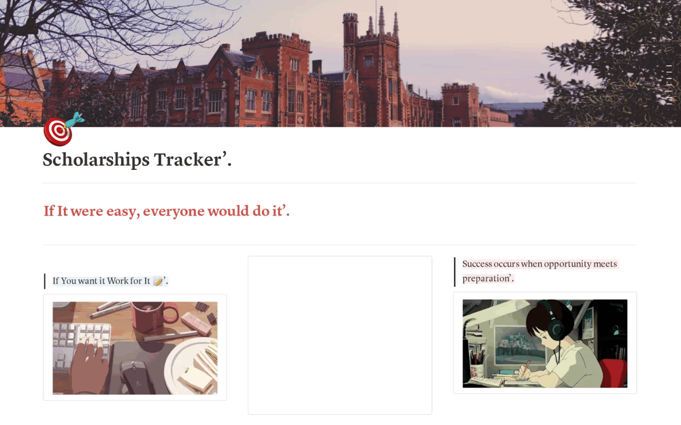 Scholarship Tracker via Notion- Notion habit tracker templates