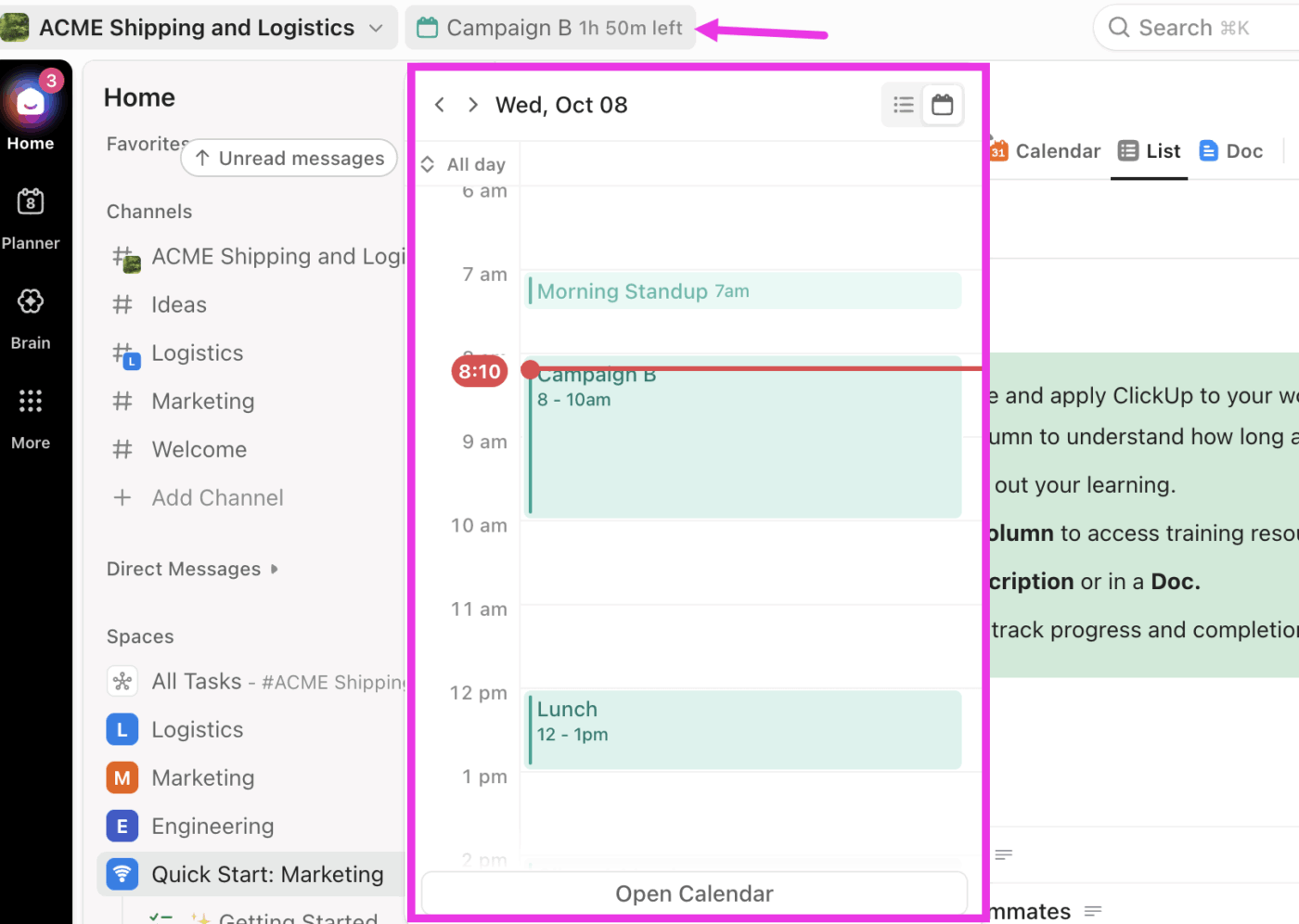 Calendario Glance