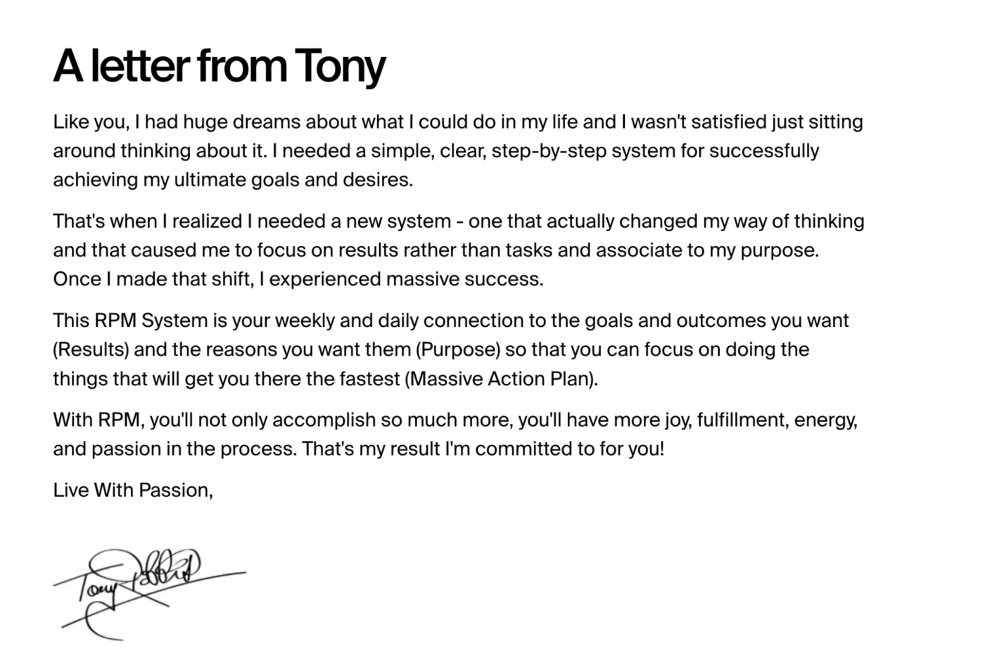 Tony Robbins RPM-system: Rapid Planning Method