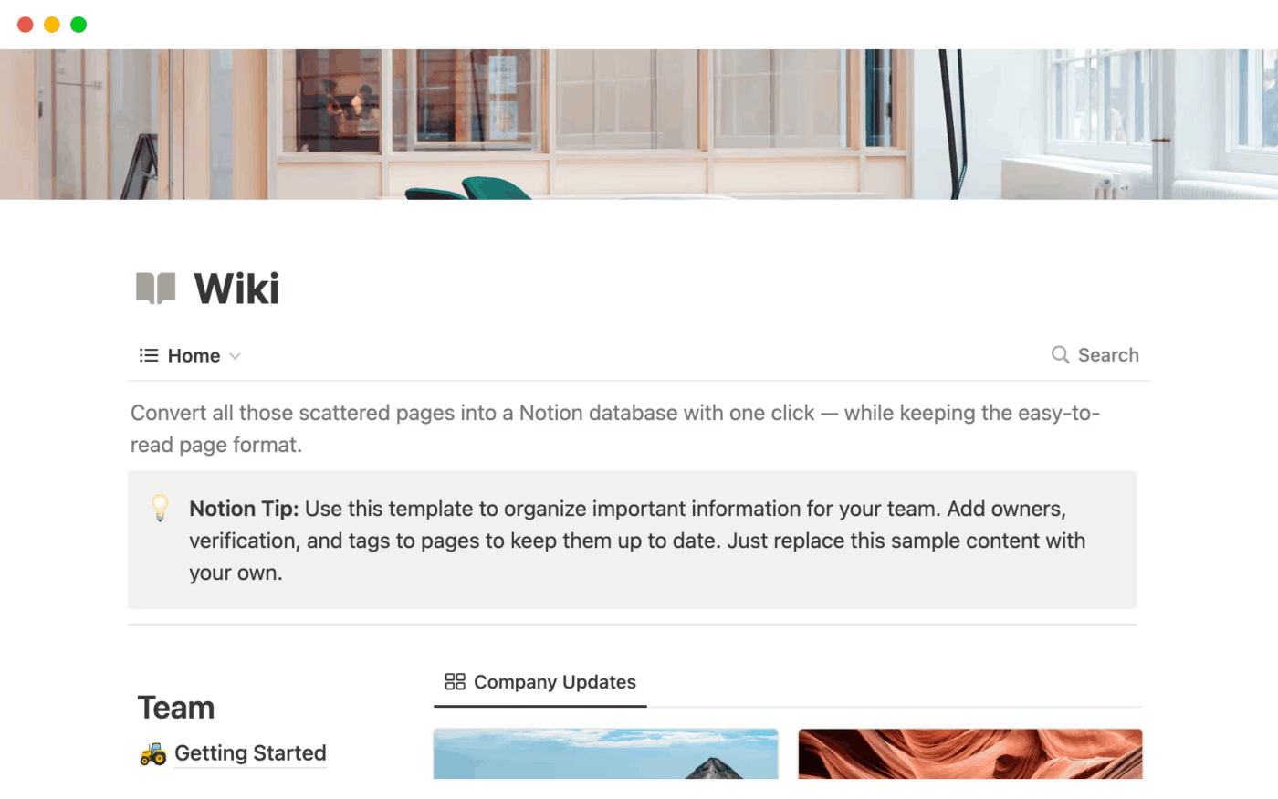 Modelo Notion Wiki: modelo de base de conhecimento do Notion
