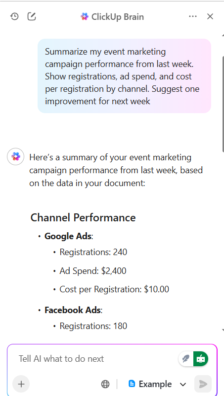 ClickUp Brain- Event Marketing