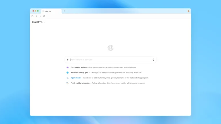 a screenshot of the chatgpt atlas browser from openai