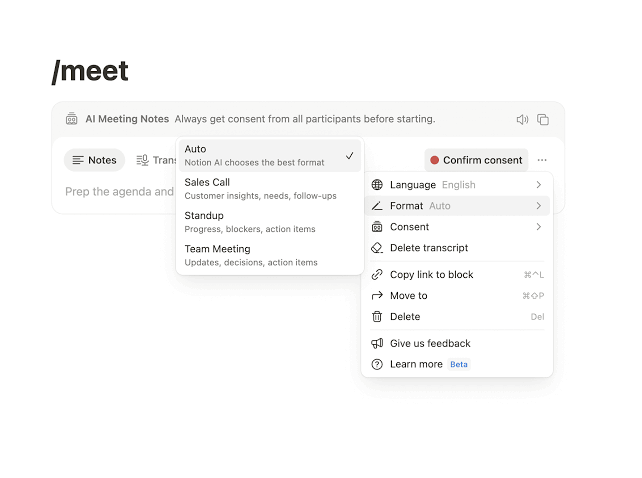 Notion recently released a meeting notetaker