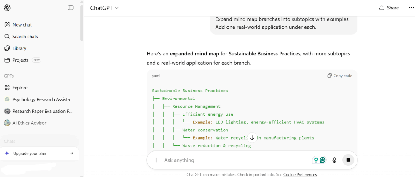 Organizing thoughts with ChatGPT