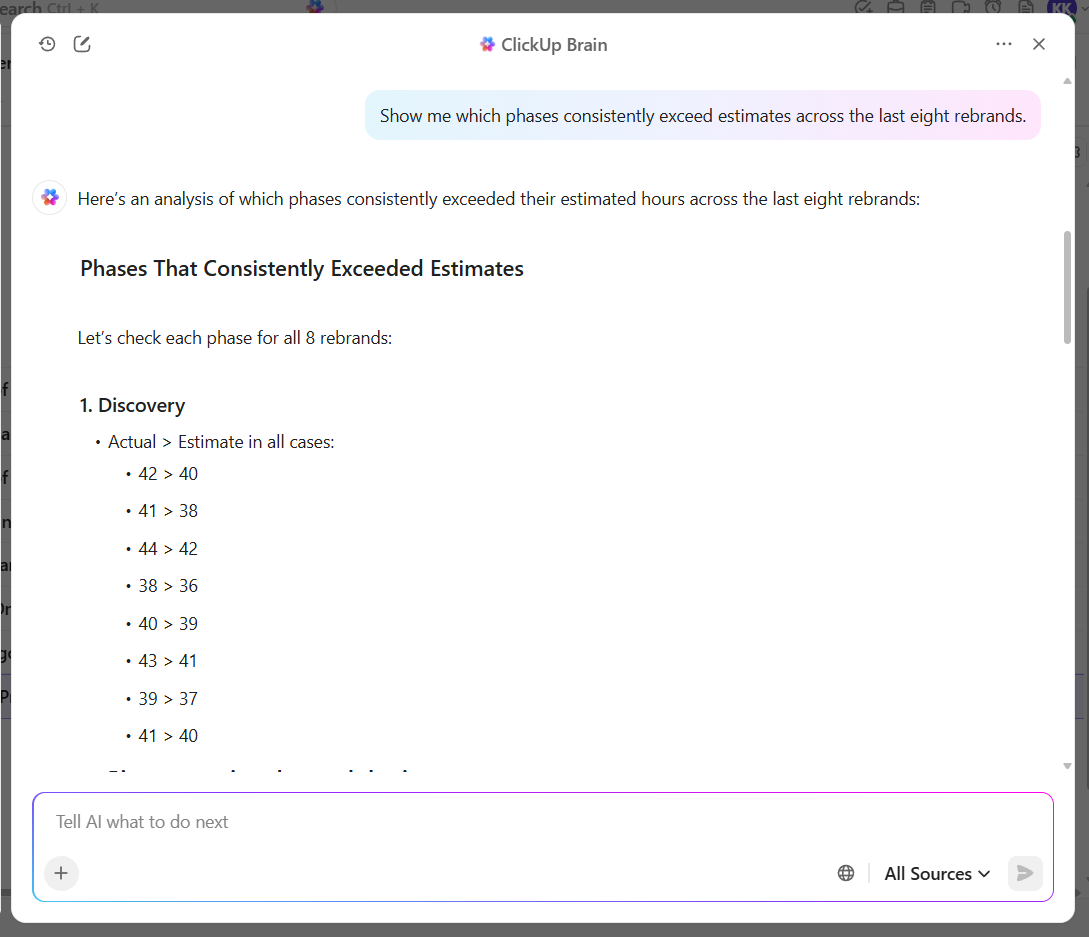 ClickUp Brain: utilice la inteligencia artificial para crear un presupuesto de proyecto que cuente con los costes fijos y los costes indirectos