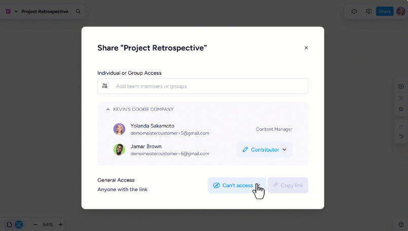 MindMeister log sharing options