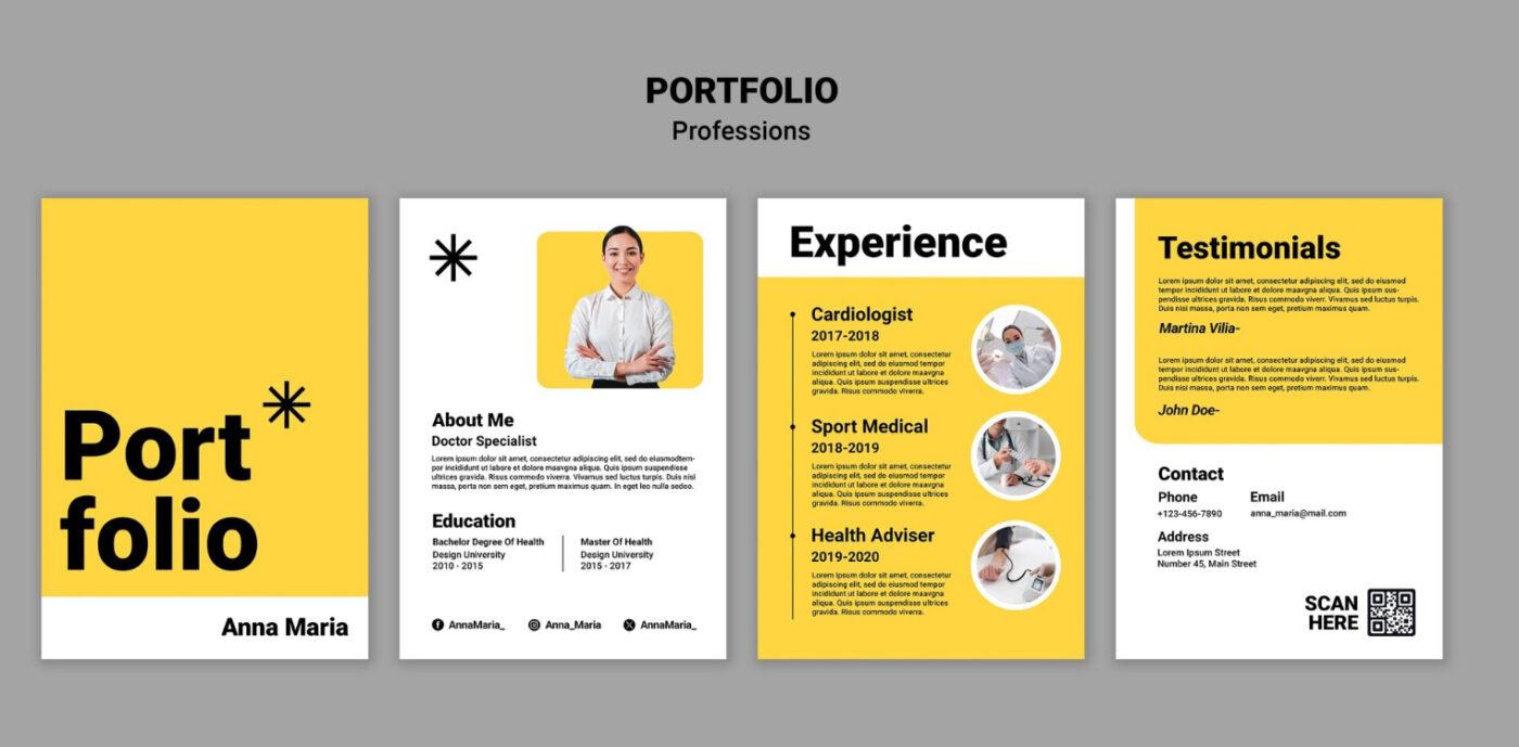 Freepiks marknadsföringsportföljmall med en hemsida