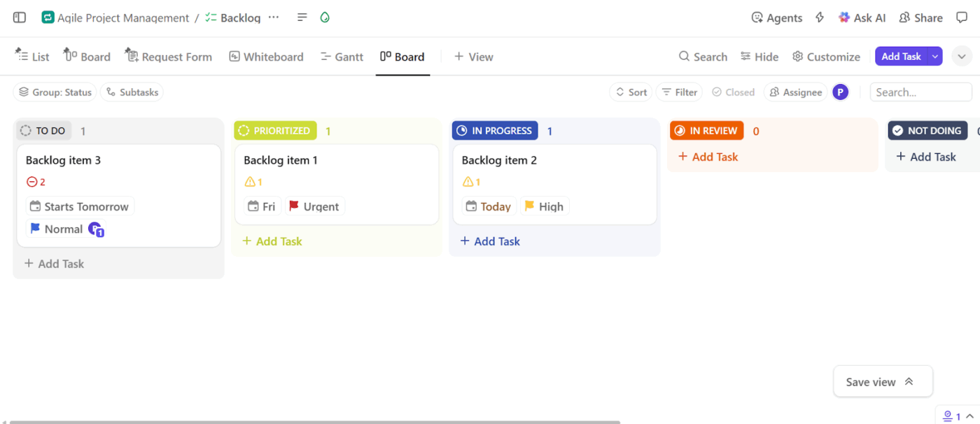 ClickUp Sprints: Makes all the difference to organize your workspace in sprints and visualize them with Board View