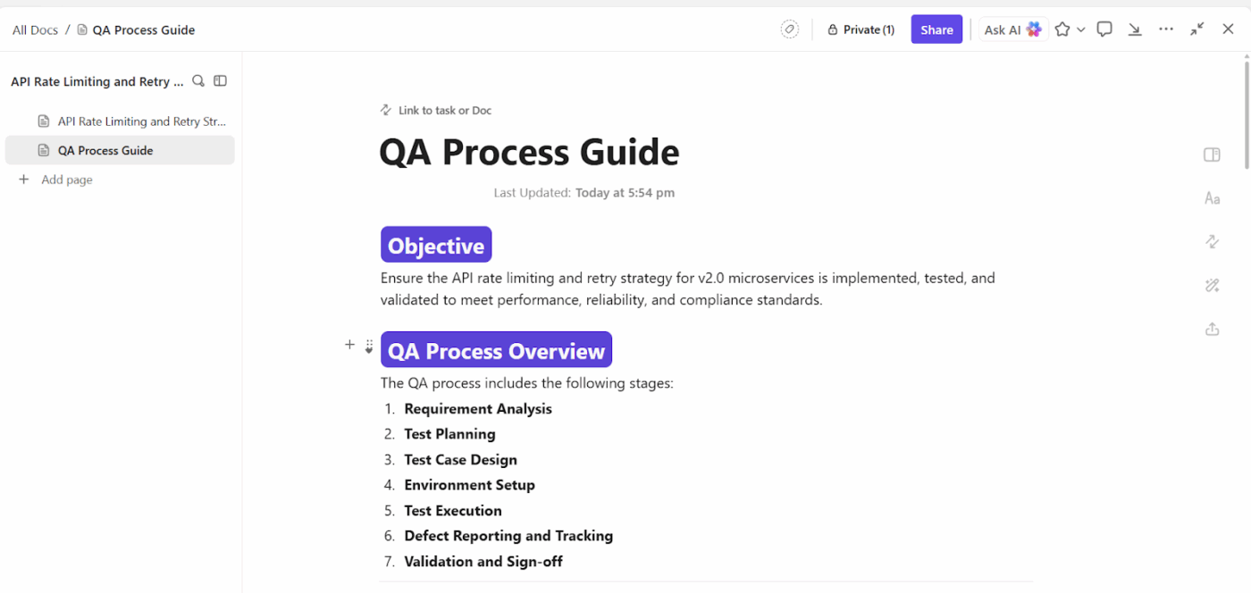 ClickUp Docs: Living documents to answer how developers can align with product managers on feature priorities for must-have features