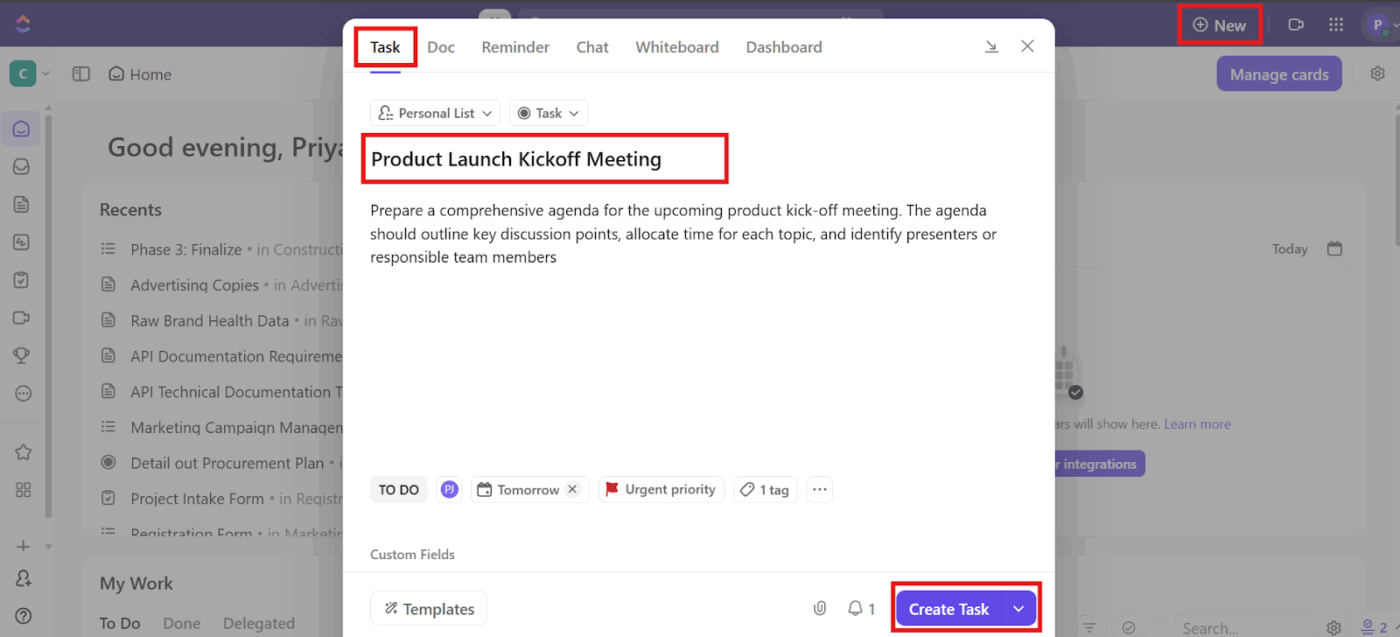 Genera subtareas a partir del título de la tarea en ClickUp.