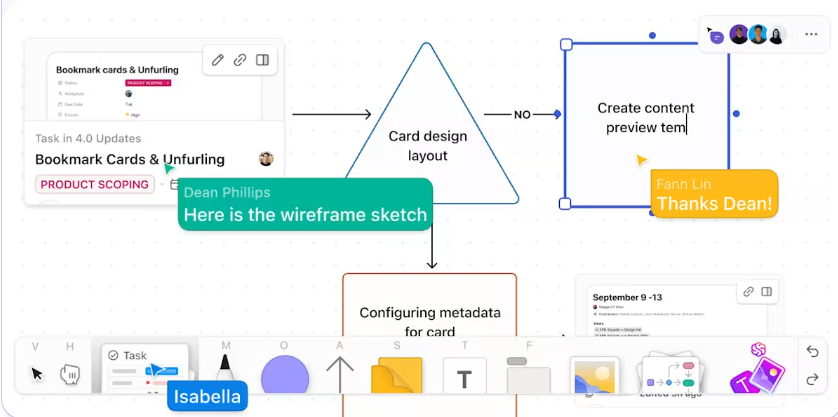 ClickUp Whiteboards: Brainstorm with your team on a movie trailer featuring various elements