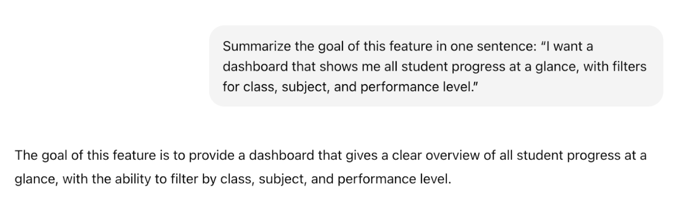 Understand the goal of your feature specs using prompt chaining : AI Prompting Techniques