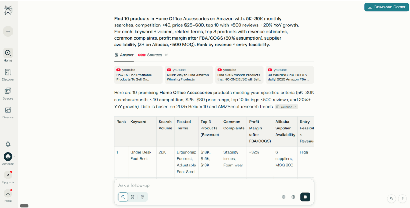 Análise dos esforços de comércio eletrônico e outros fatores para garantir um melhor desenvolvimento de produtos usando os prompts da Perplexity AI