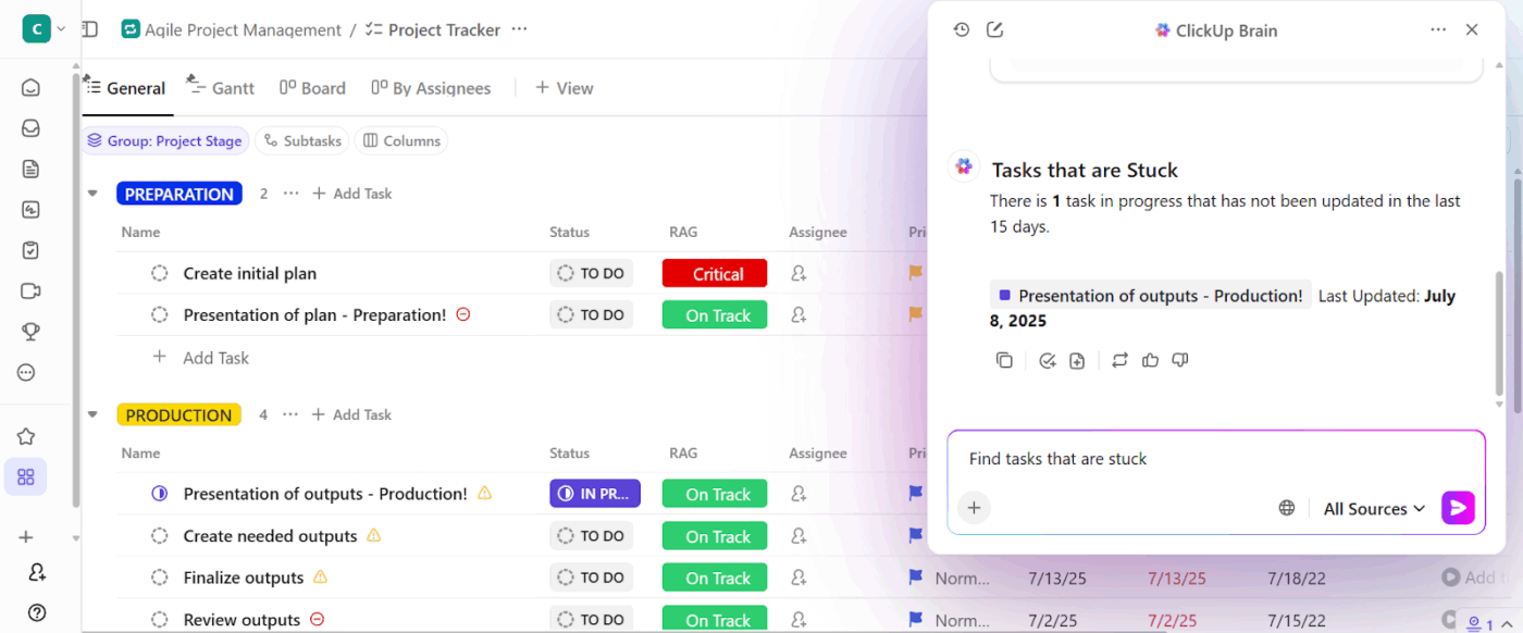ClickUp Brain: transforme insights em tarefas acionáveis com prazos