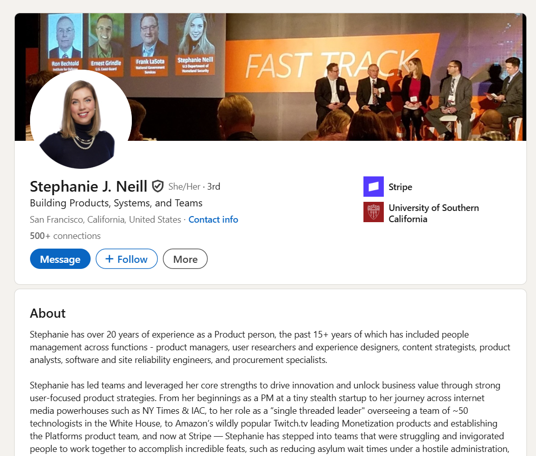 Stephanie Neill profile highlights specific skills for potential employers