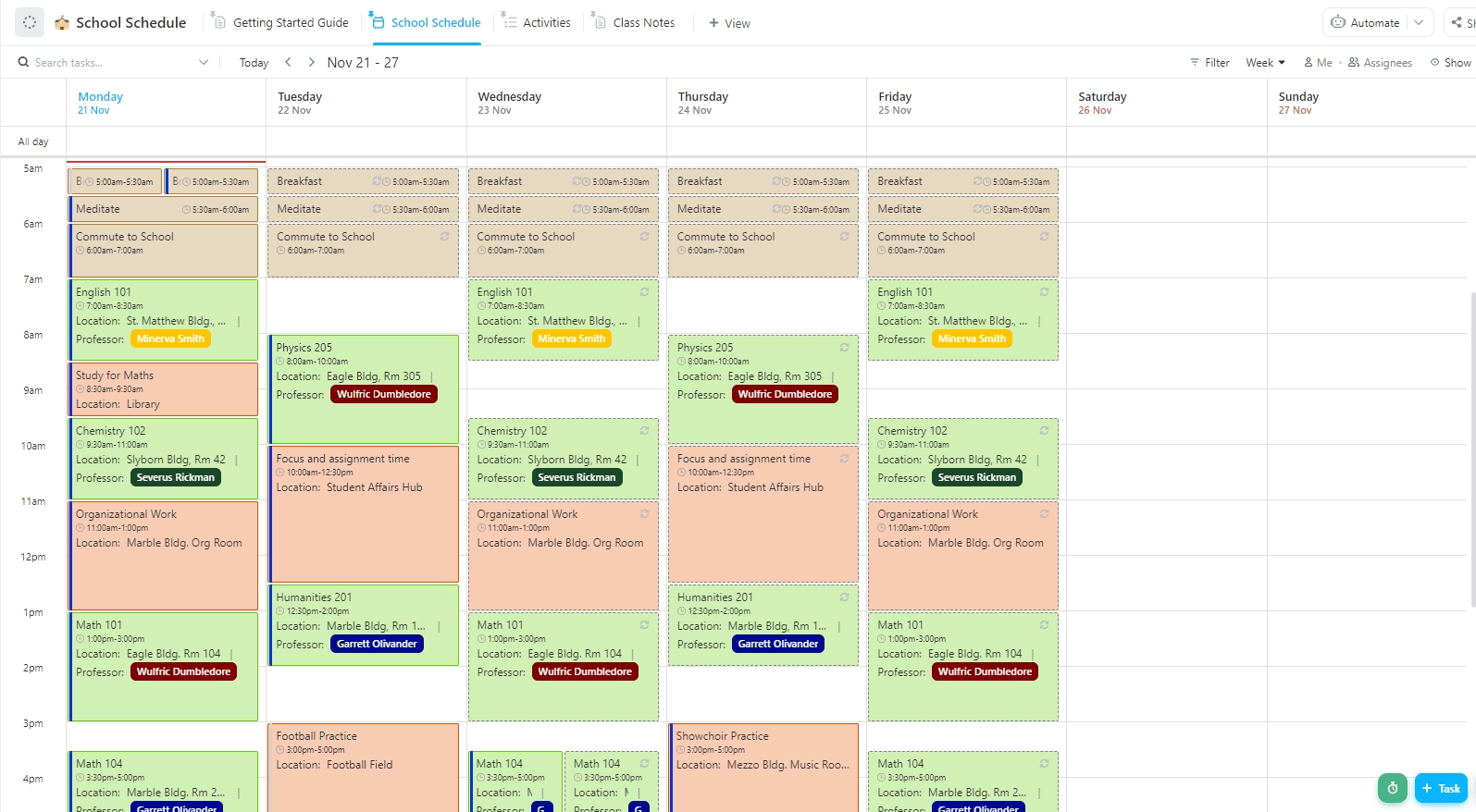 ClickUp School Schedule Template: Homeschool planner template to shop, organize, and structure classes from beginning to end