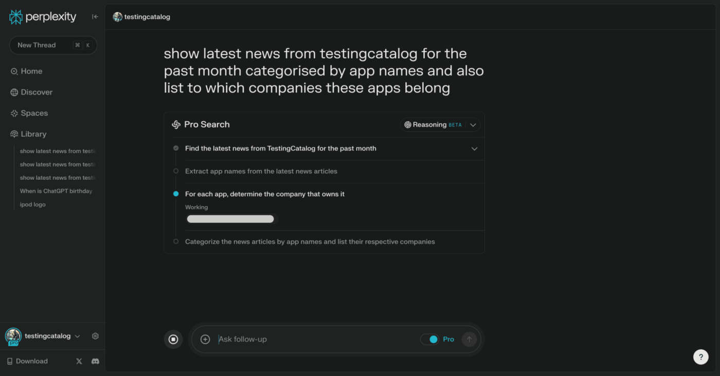 Perplexity Pro Search for complex problem solving