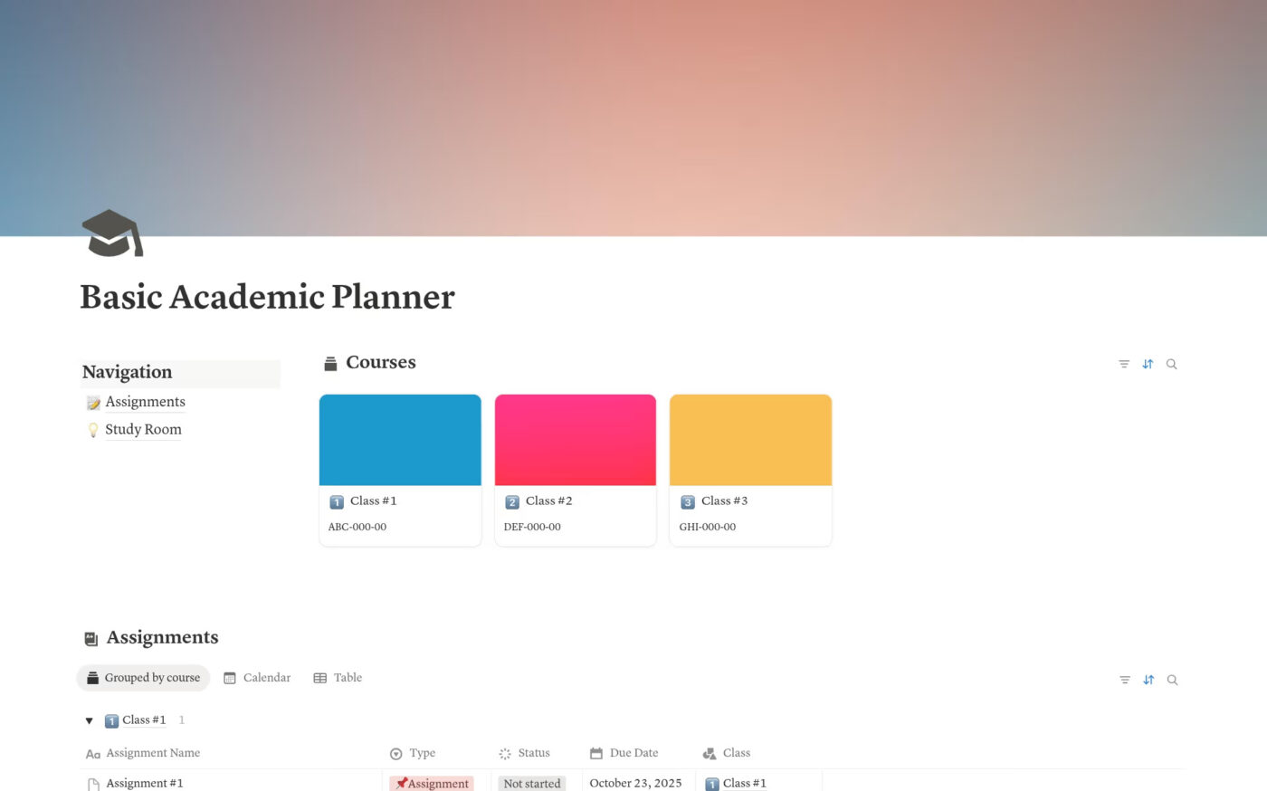 Basisopdrachtentracker van Notion