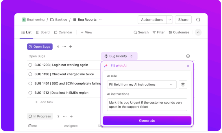 ClickUp Automations built for IT