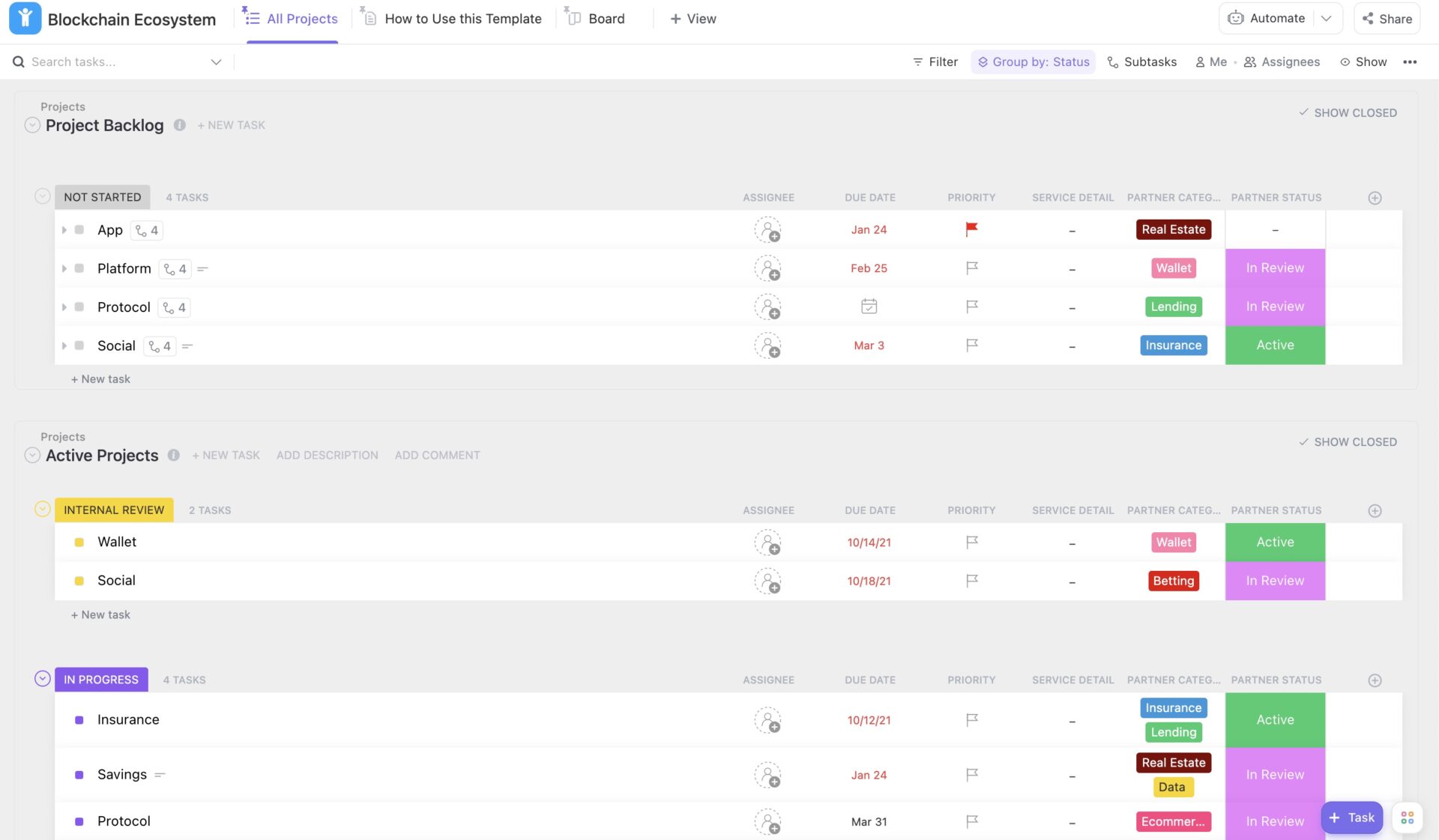 ClickUp Blockchain Ecosystem Template
