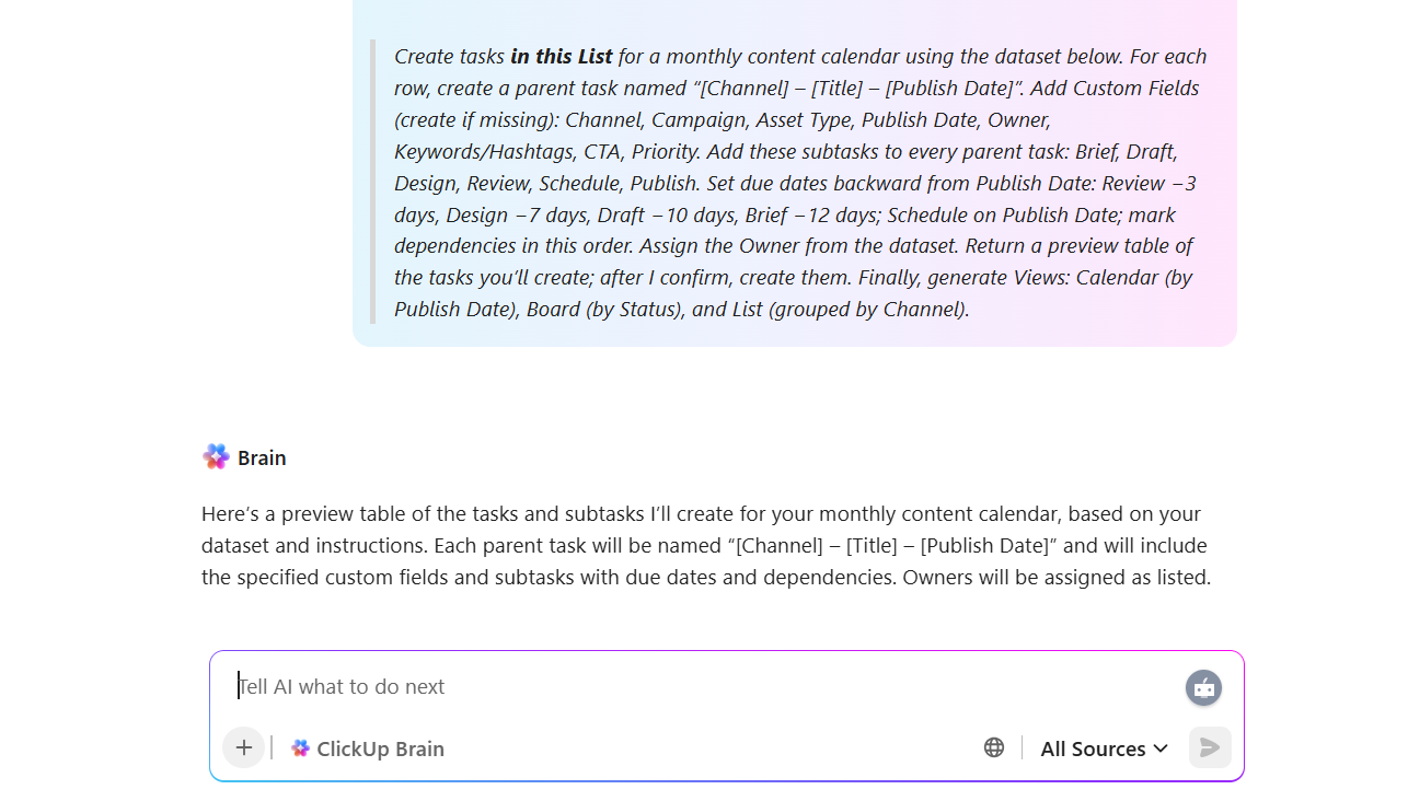 ClickUp Brain and AI agents