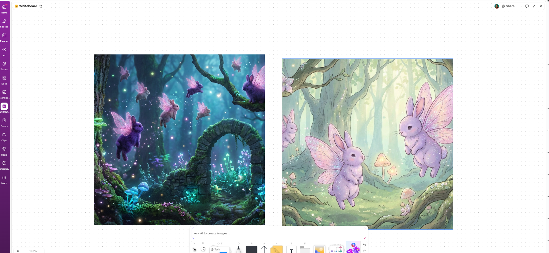 ClickUp Brain generate images in ClickUp Whiteboards