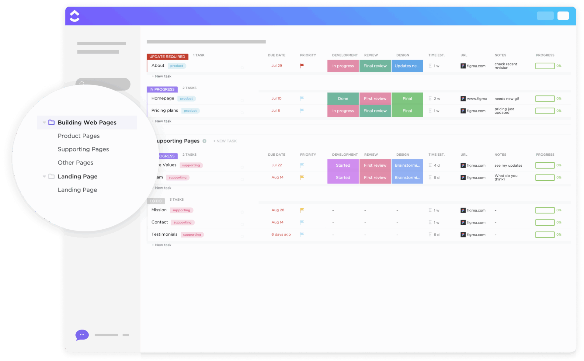 ClickUp Building Web Pages