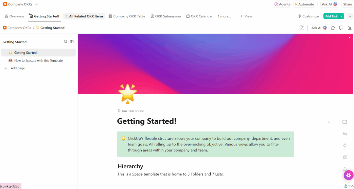 ClickUp Company OKRs and Goals Template