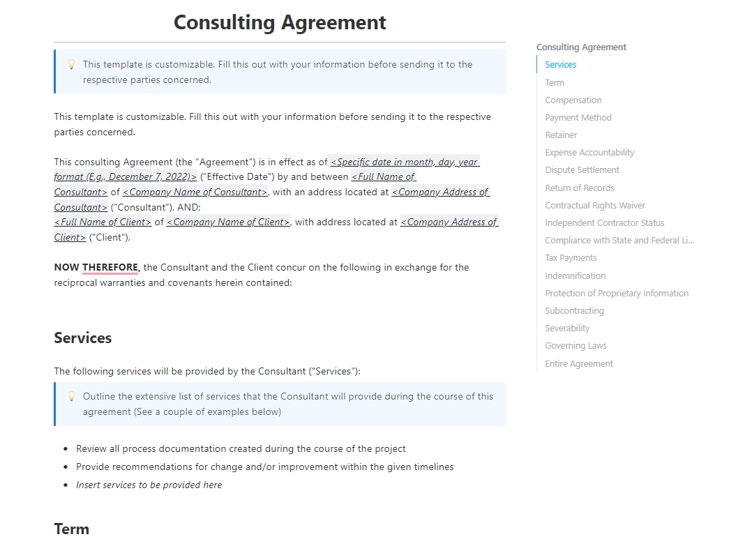 ClickUp Consulting Agreement Template- Legal Template