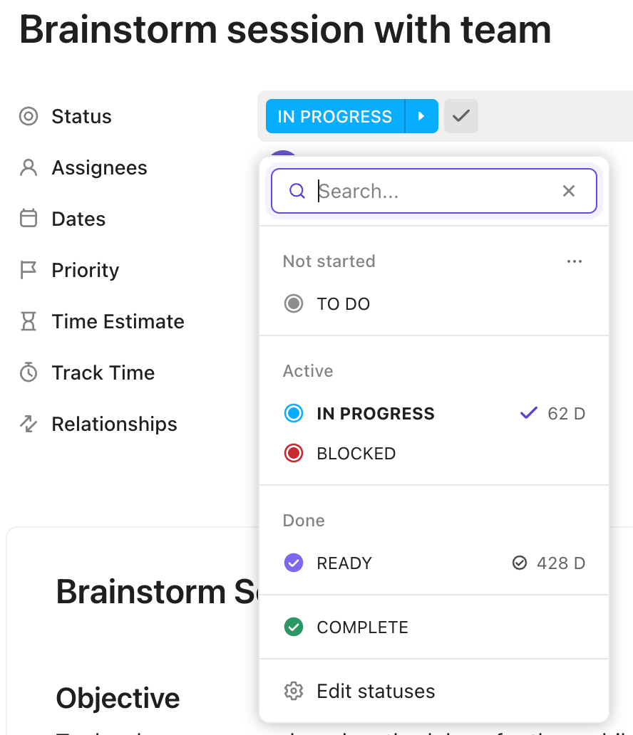 ClickUp Custom Task Statuses: how to choose construction management software