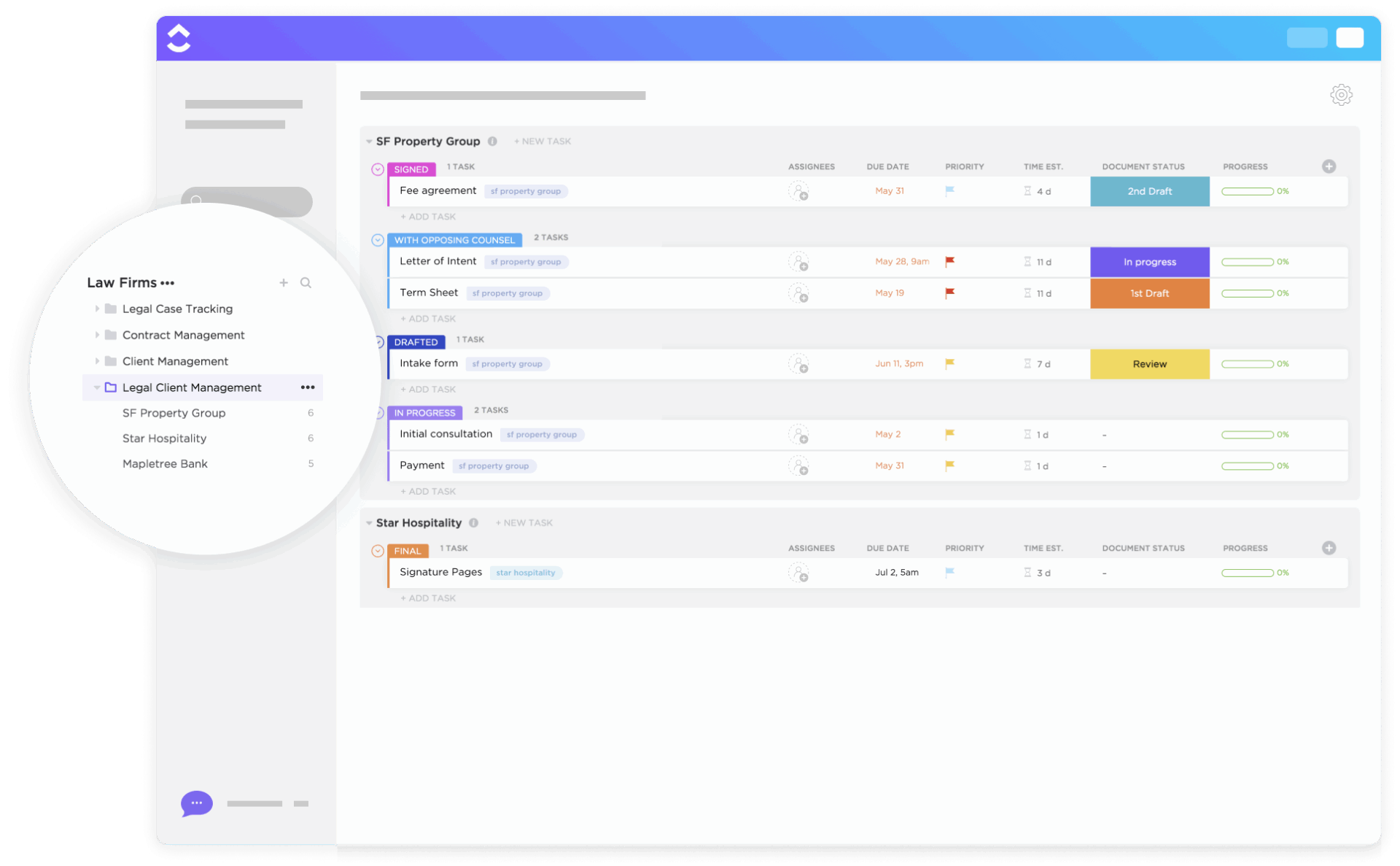 ClickUp Legal Client Management Template