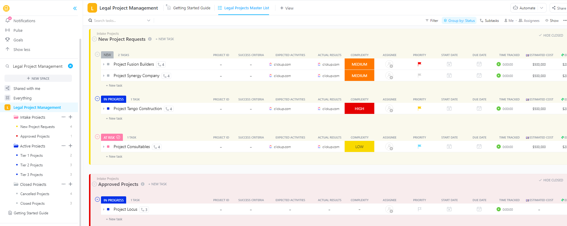 ClickUp Legal Project Management Template