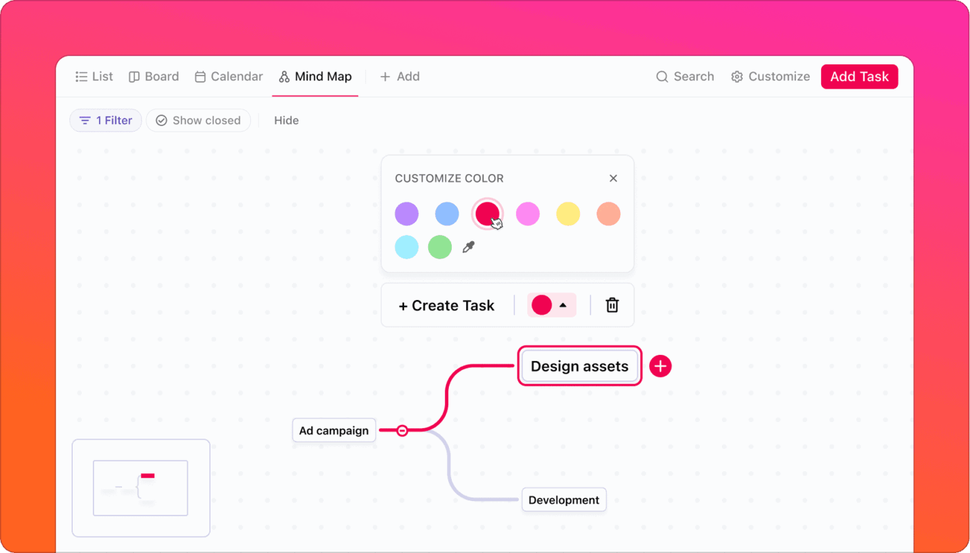 ClickUp Mind Maps: Add the best ideas to your mind map for free thinking