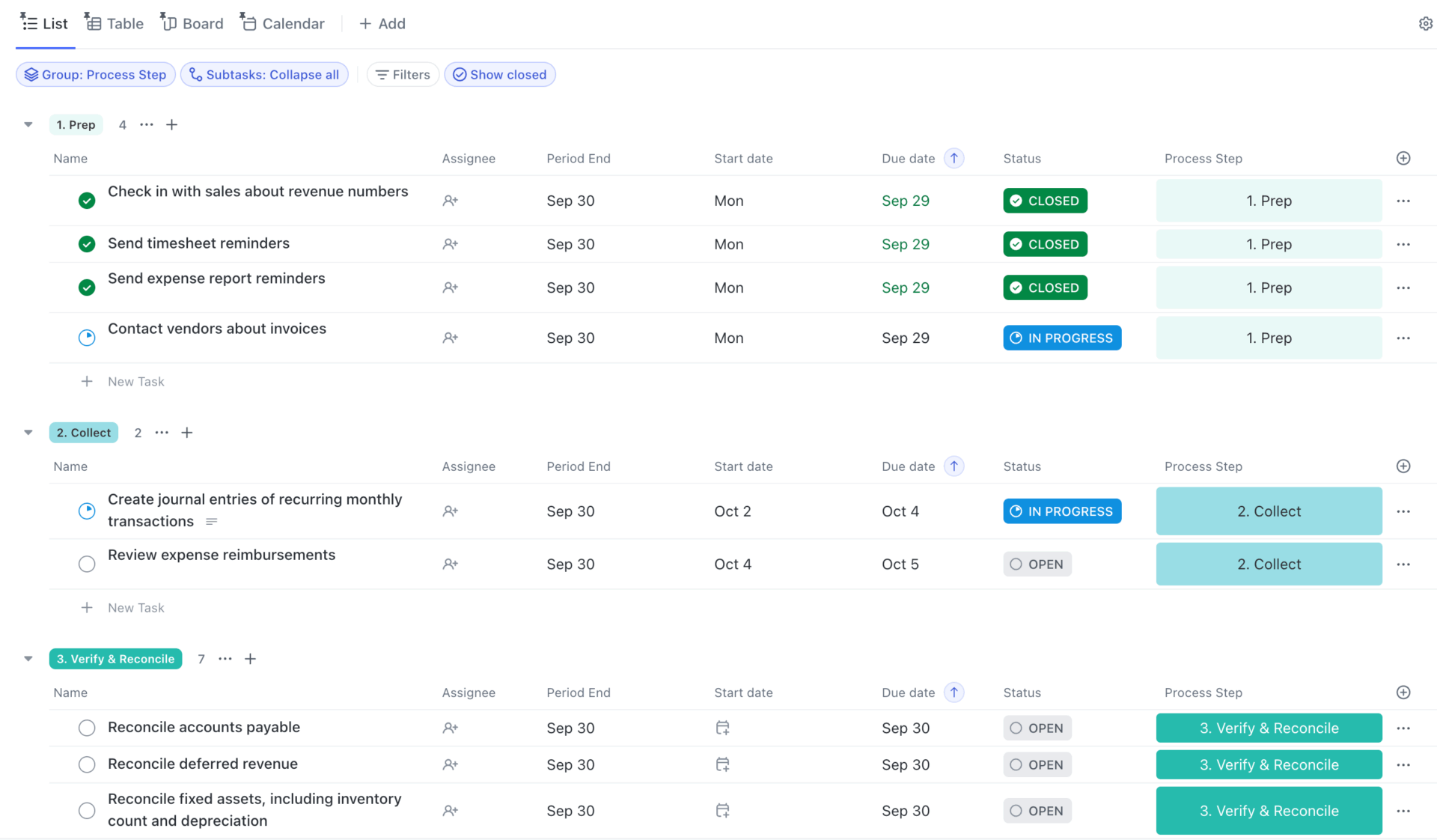 ClickUp Month-End Close Checklist Template
