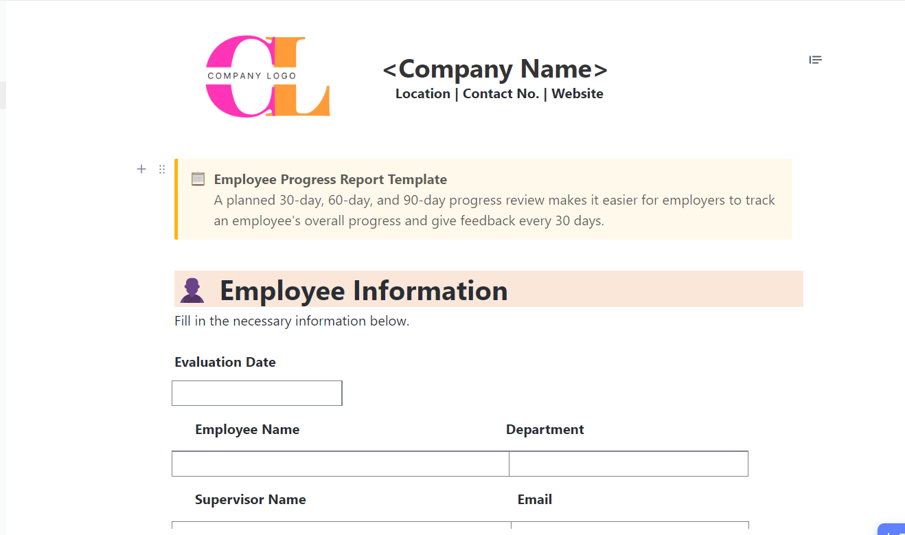 ClickUp Progress Report Template